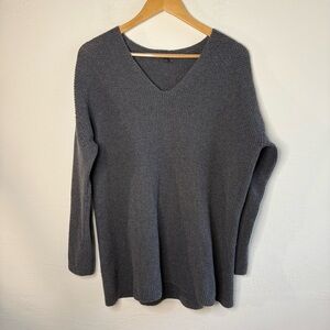 Eileen Fisher Cashmere Lambswool Gray V-Neck Knit Sweater Size S/P
